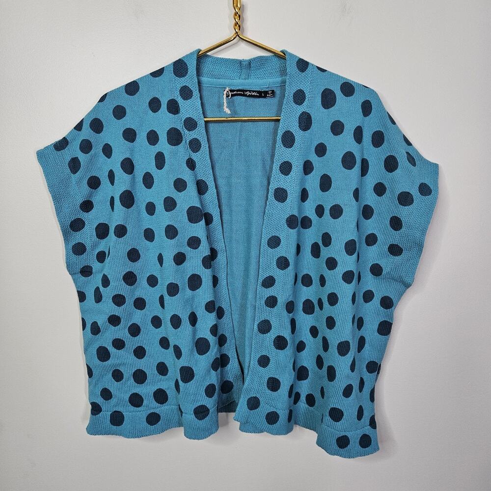 Gudrun Sjoden Open Front Knitted Cardigan Polka Dot Women's Size Large